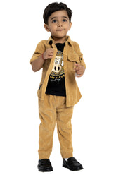 Gusto Newborn Boys Cordroy Jacket & T-Shirt Set